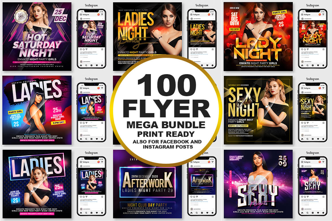 Download 100 Night Club Party Flyers Bundle