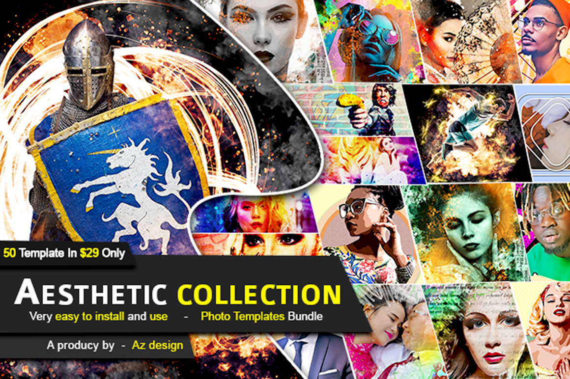 50 In 1 Aesthetic Collection Photo Template Bundle
