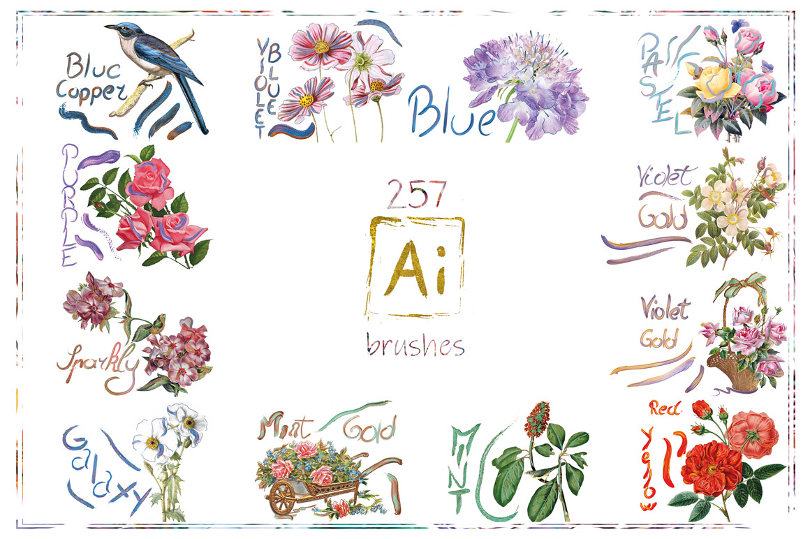 257 Art Brushes for Adobe Illustrator