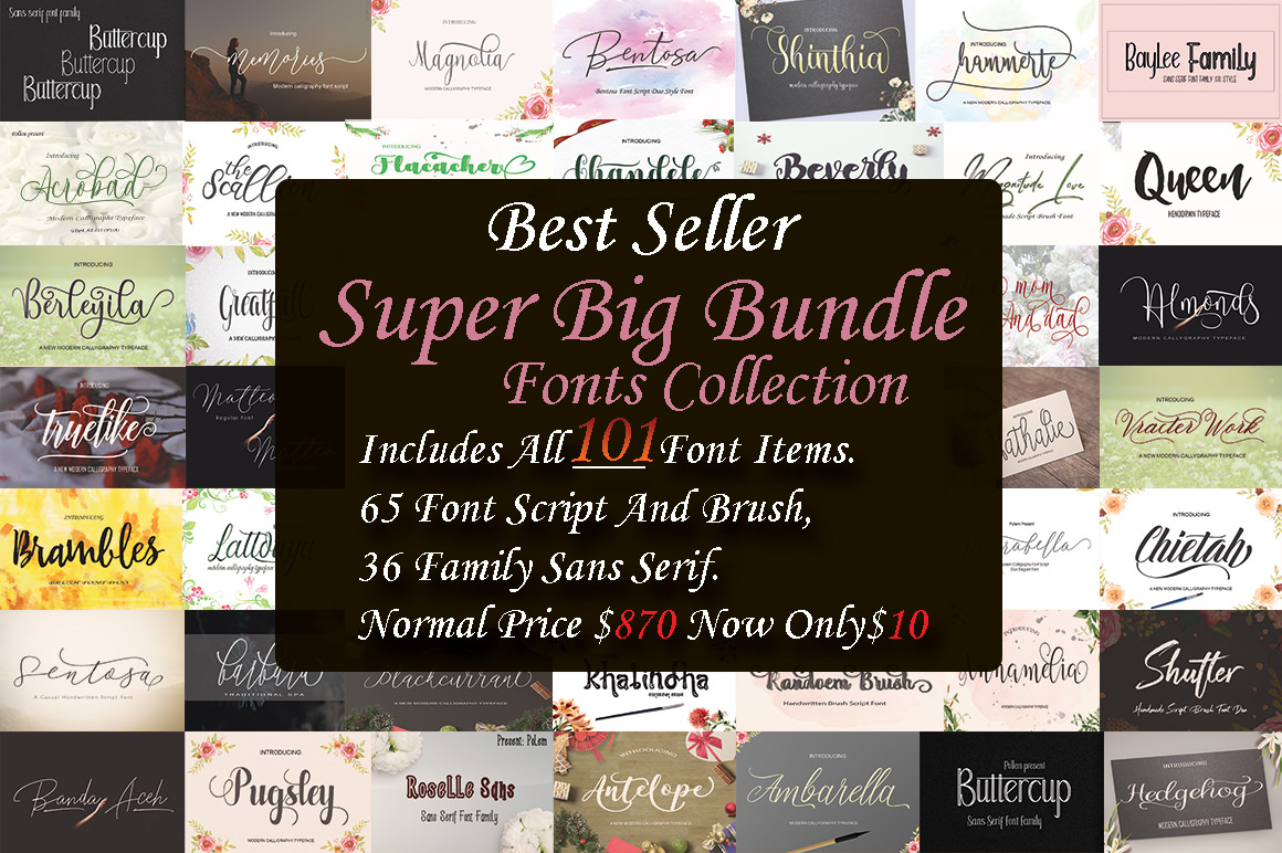 Super Big Font Bundle with Commercial License for only $10