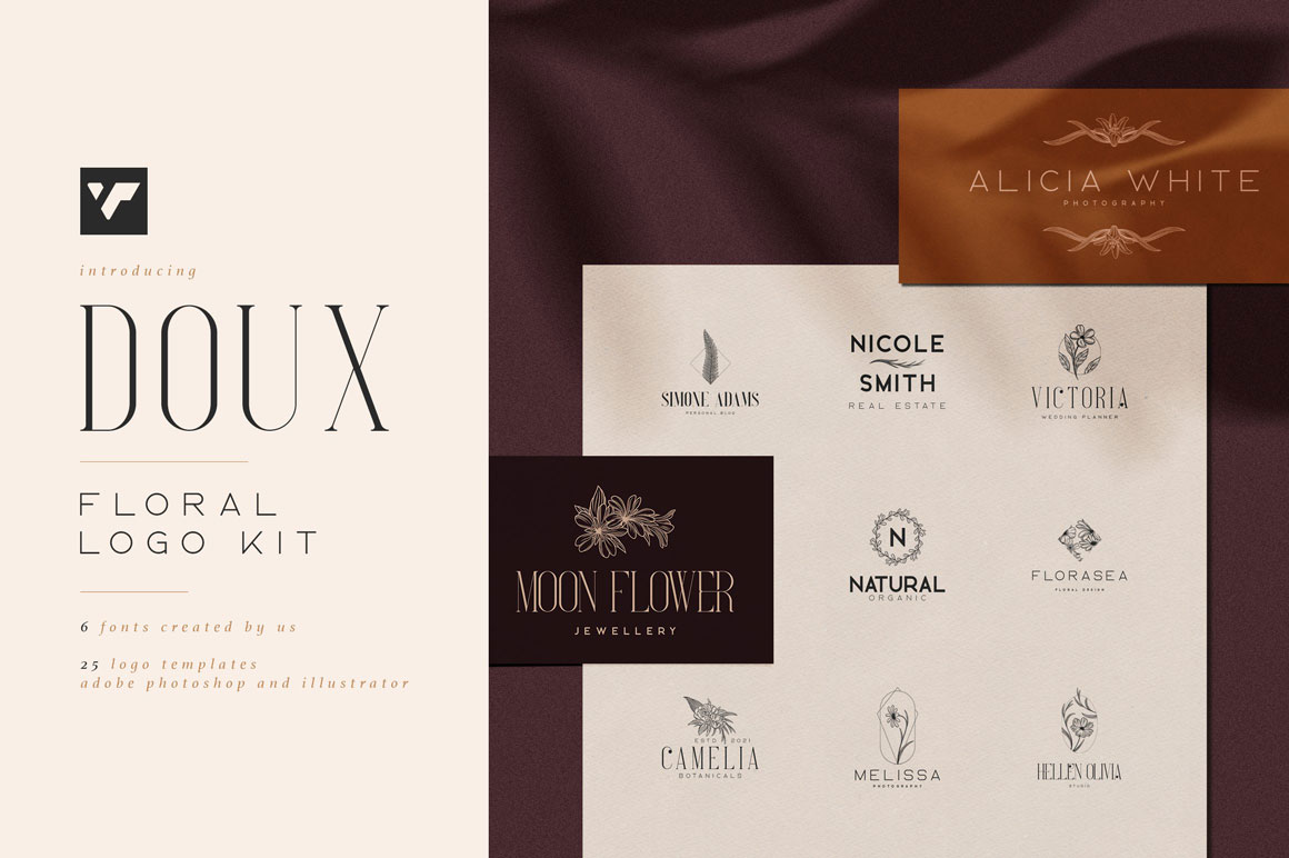 Doux Floral Logos - Custom crafted and pixel perfection 25 Logo Designs