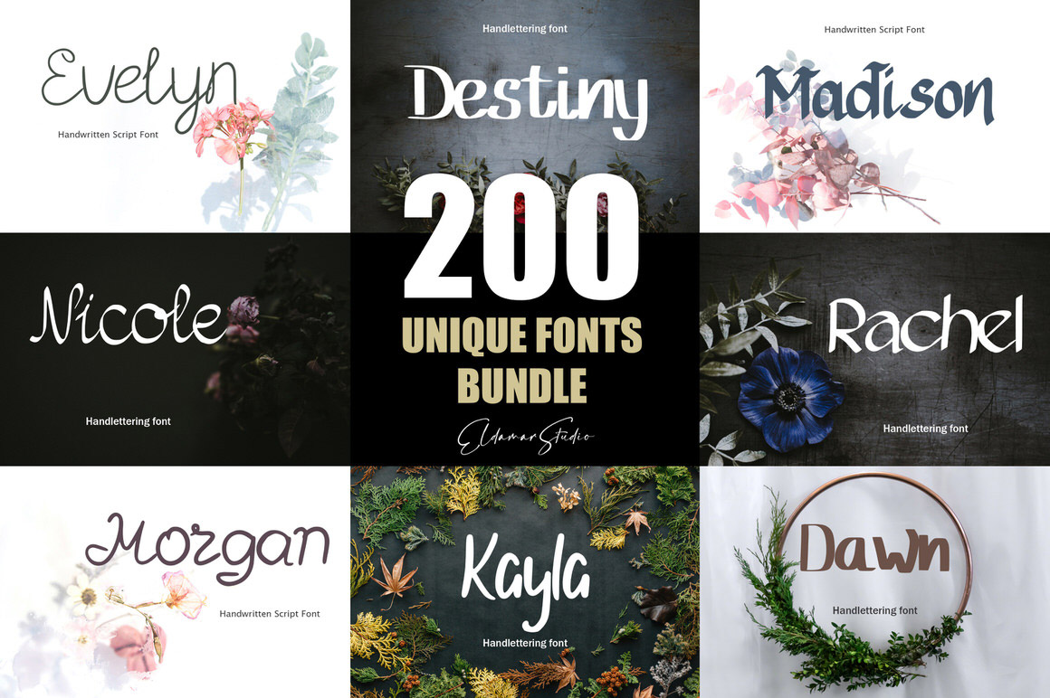 200 Ultimate Fonts Bundle with Extended License