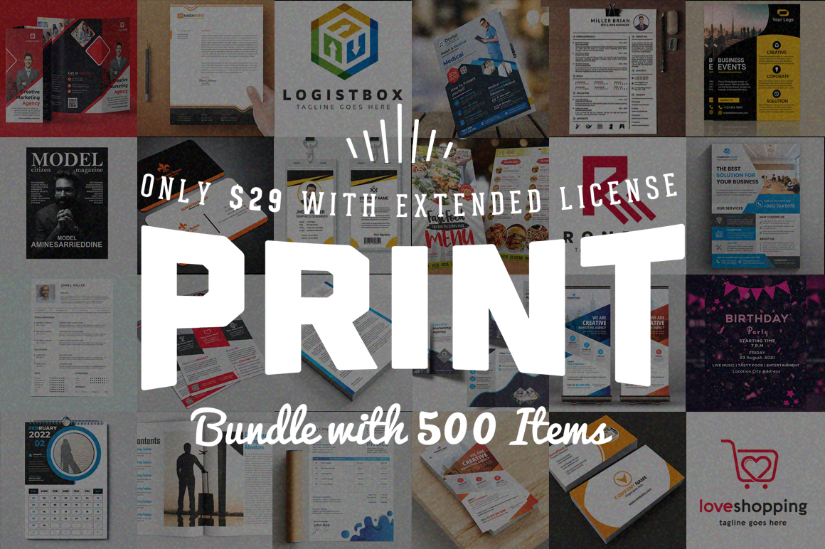 500 Royal Print Templates Bundle with Extended License - Only $29