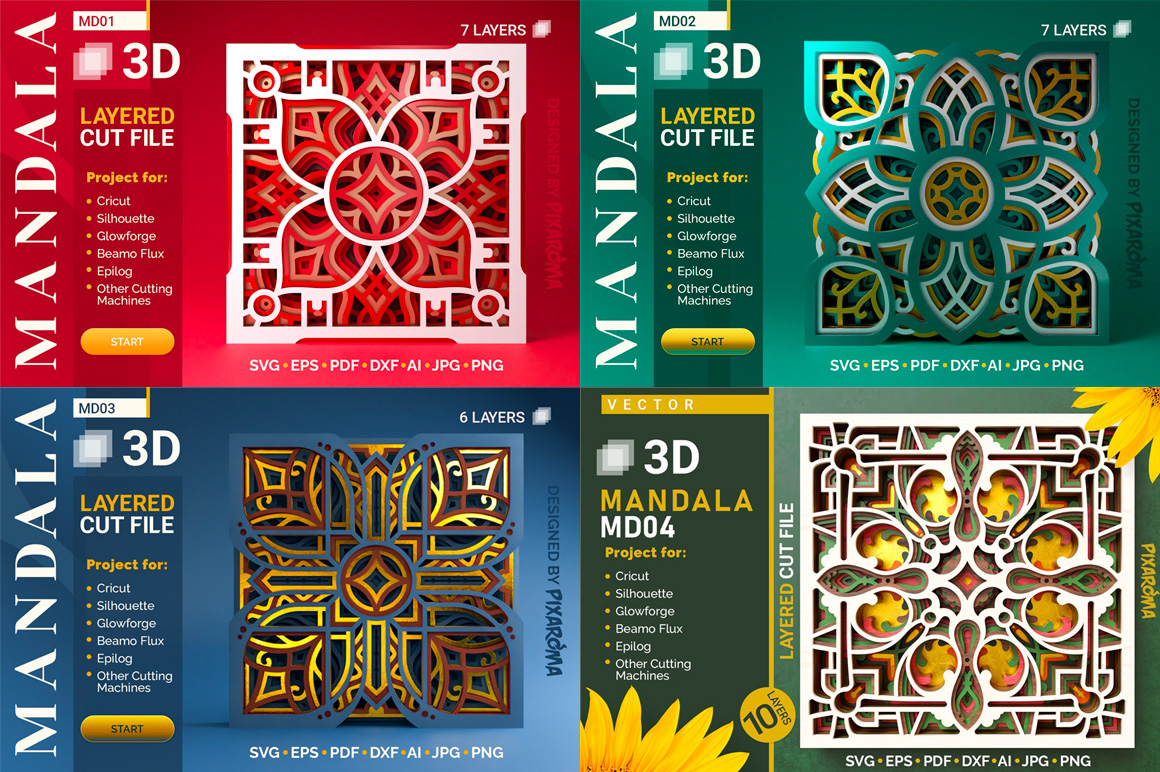 Decorative Mandala Layered SVG Cut Files