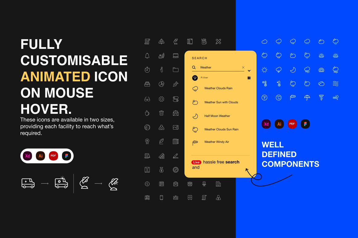 1000+ Fully Animated Icons on Mouse Hover