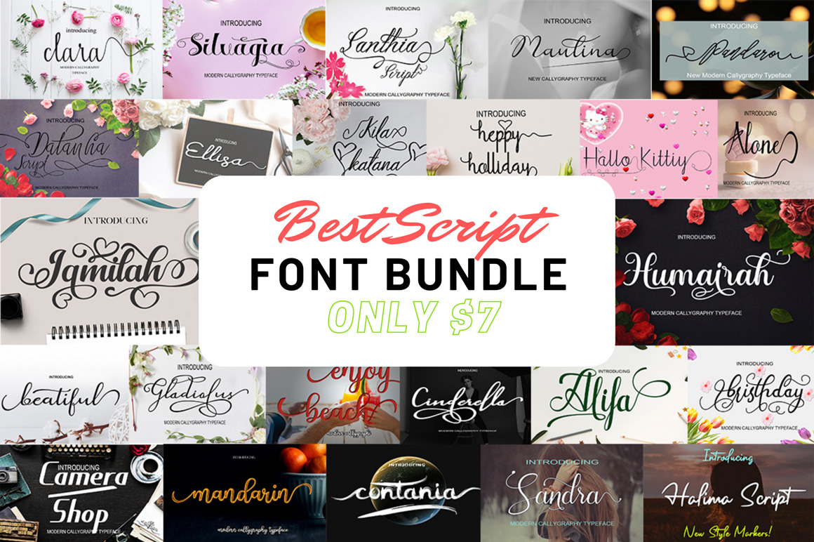 Best script font bundle - Only $7