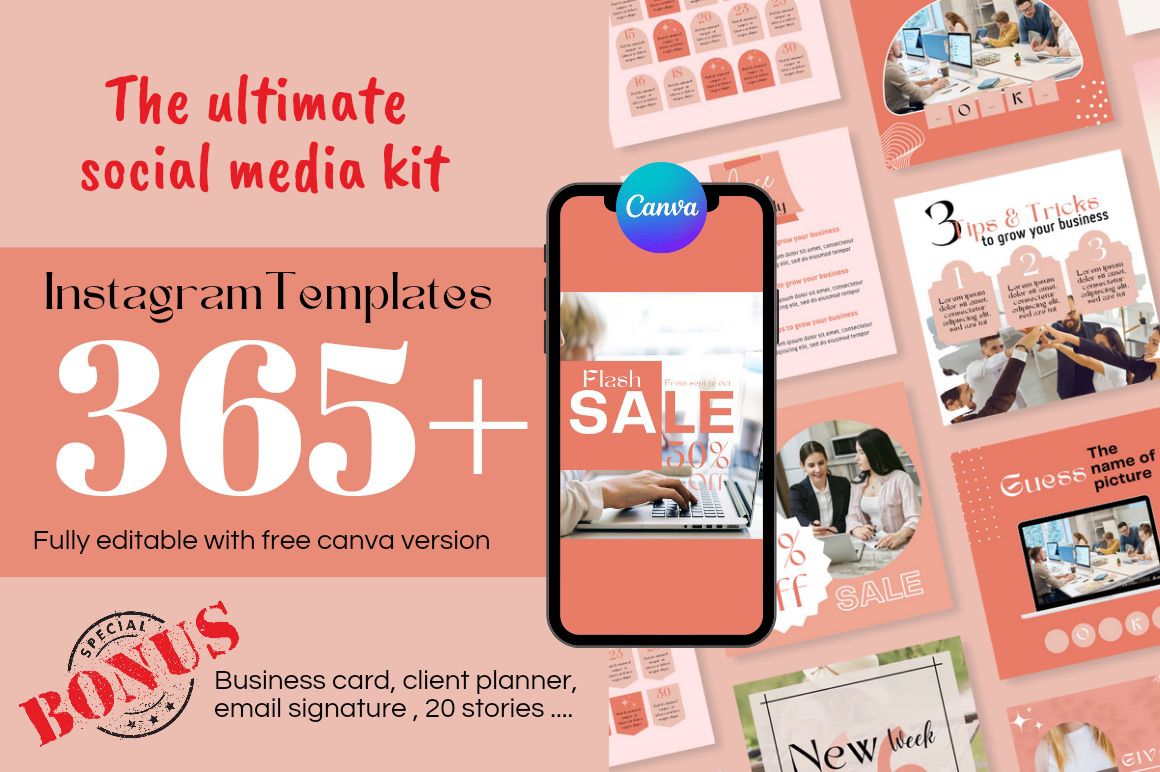 The Ultimate Social Media Kit - 365 Engaged Canva-Instagram Posts