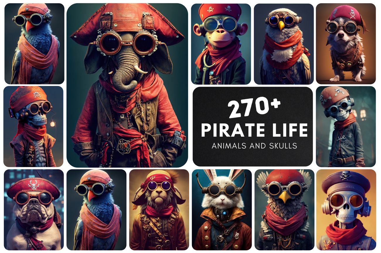 Download 270+ Rare Pirate Characters with Animals and Skulls