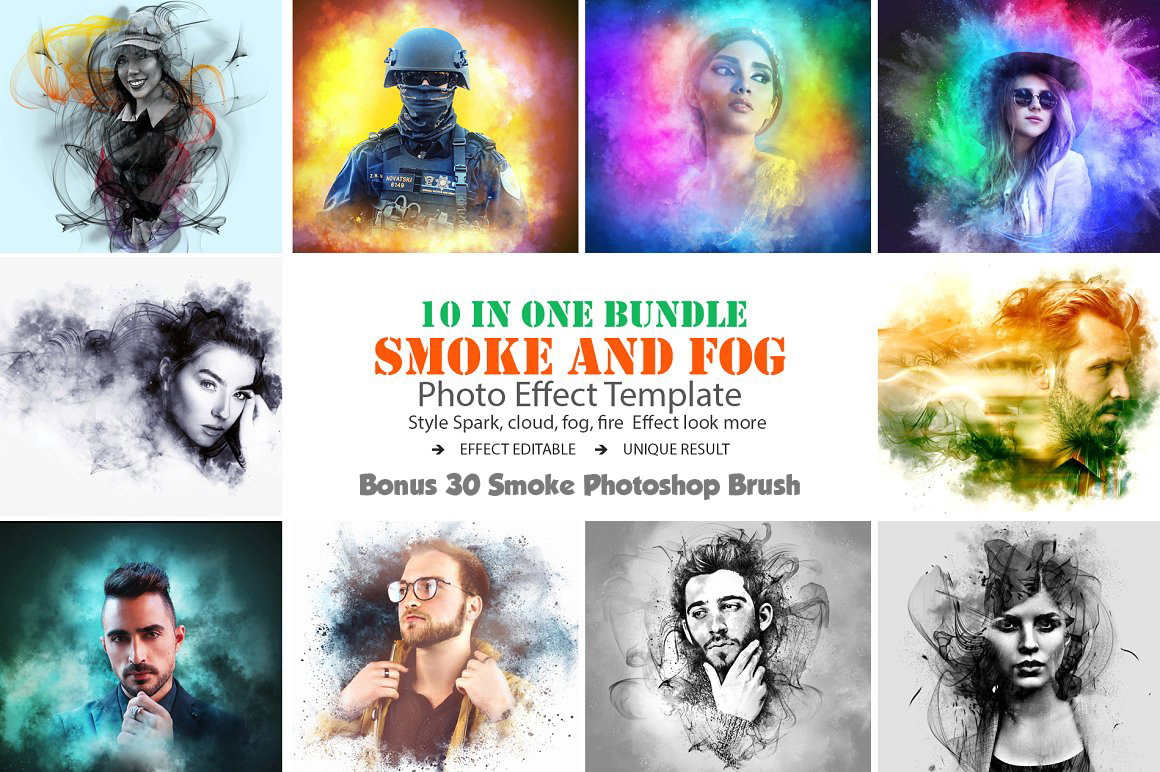 10 Smoke Fog Powder Photo Effect Bundle