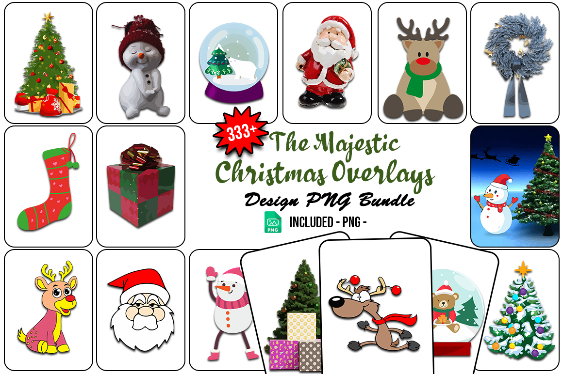 Download 333 Majestic Christmas Overlays in PNG file format