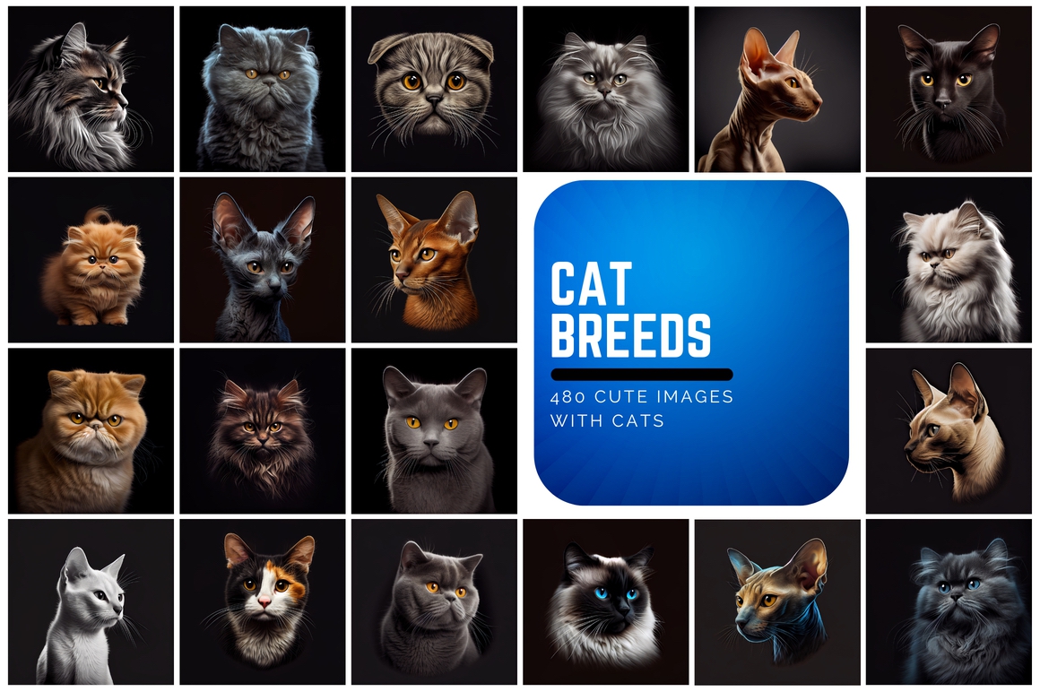 Download 480 Cat Breed Images with Commercial License