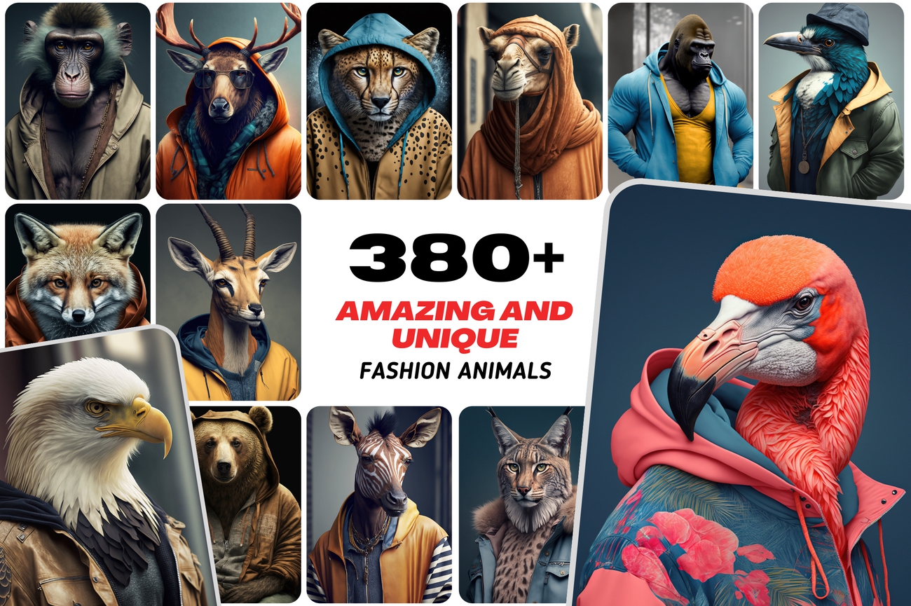Download 380 Amazing and Unique Fashion Animals with Extended License