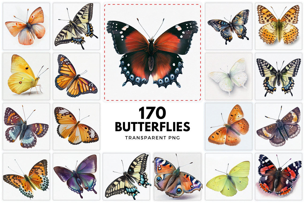 Unleash Your Creativity with 170 Transparent Butterfly Images