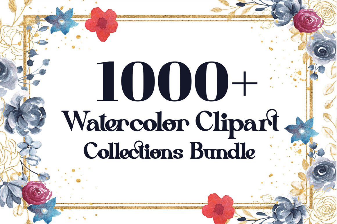 1000+ Watercolor Clipart Collection Bundle