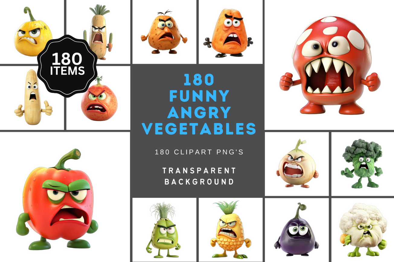 Grab This Exclusive Offer NOW! 180 Jaw-Dropping Angry Veggie Images at a Steal! 