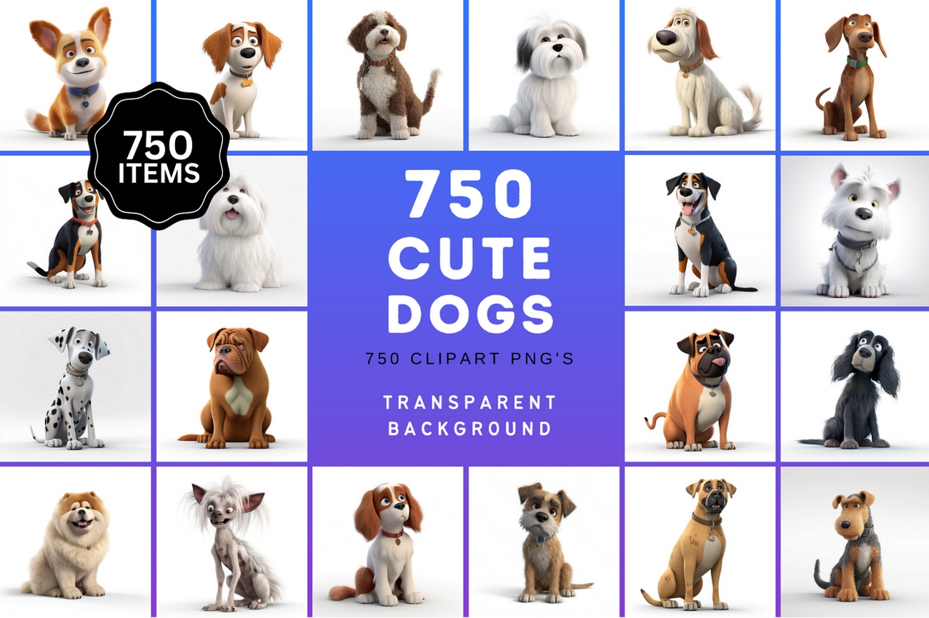 750 Cute Dog Breed Images Bundle - Digital Art Collection for Dog Lovers
