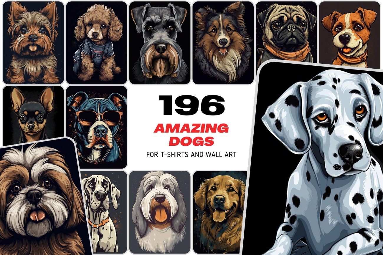 Download 196 Charming Dog Breed Cartoon Illustrations