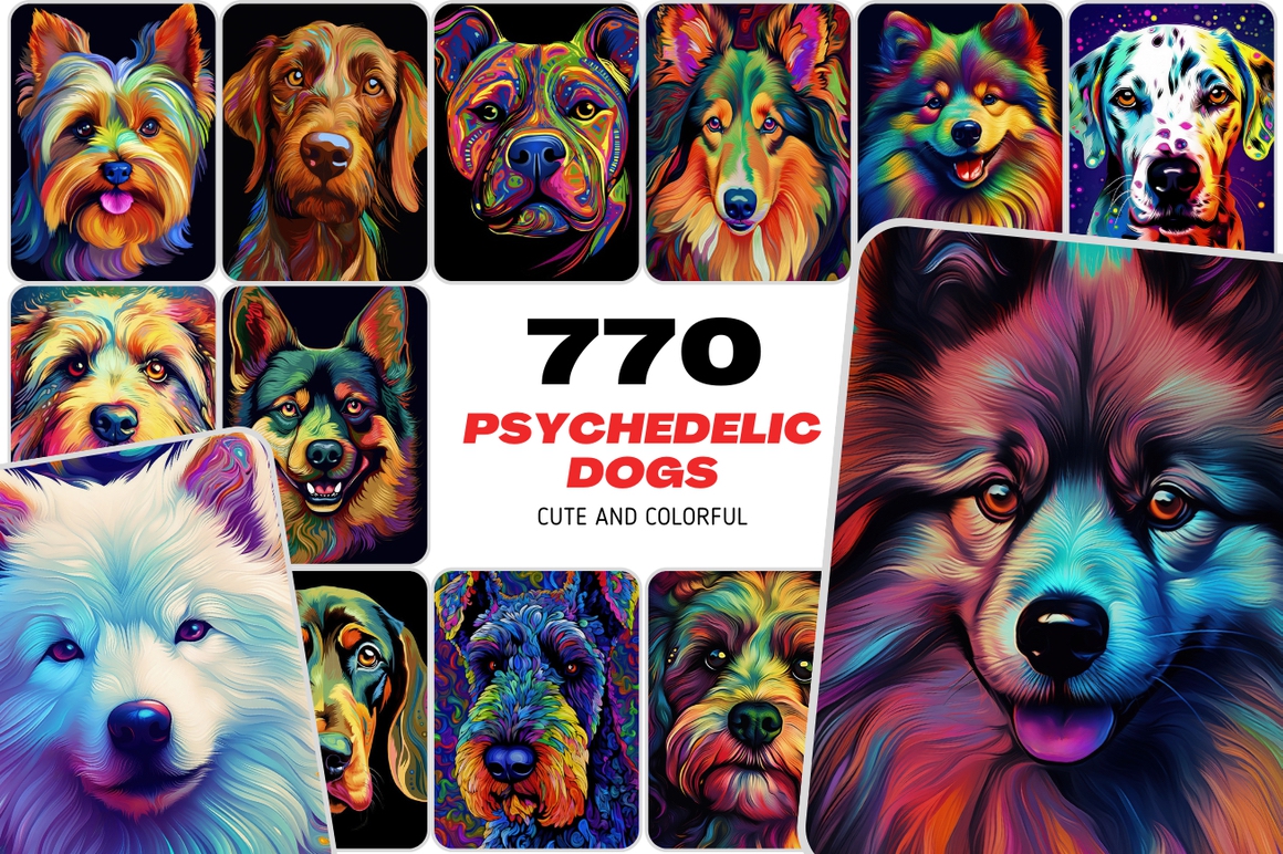 Download 770 Psychedelic Dog Breed Images