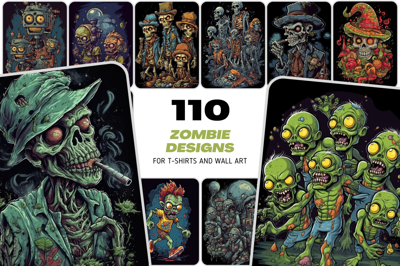 Zombie Skulls Bundle: 110 Unique Zombie Skull Designs