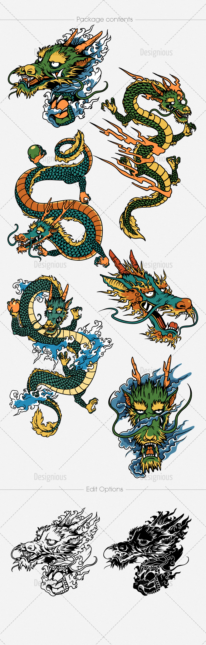 vector-japanese-dragons