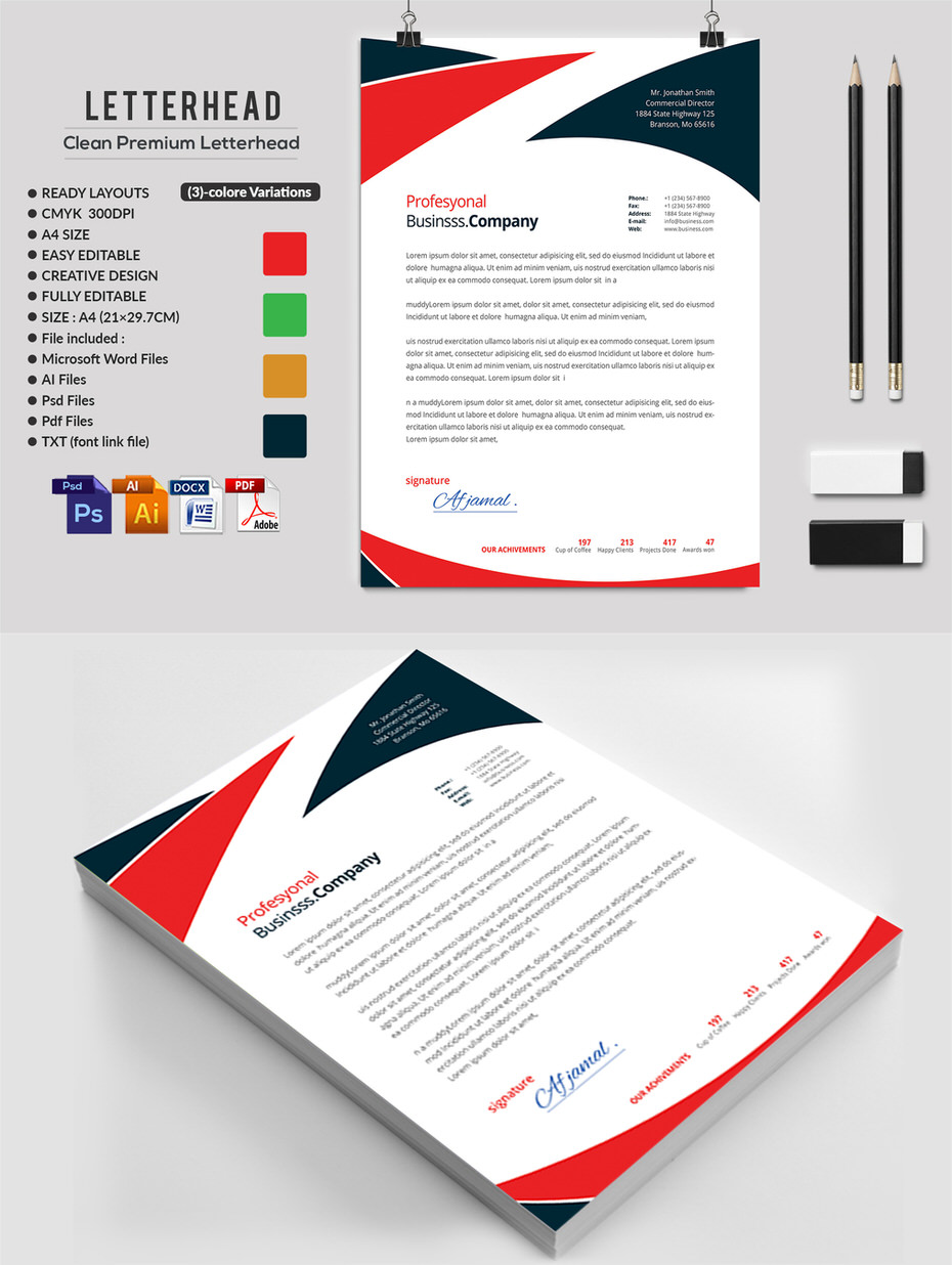 creative ms word resume cv    letterhead and invoices with extended license
