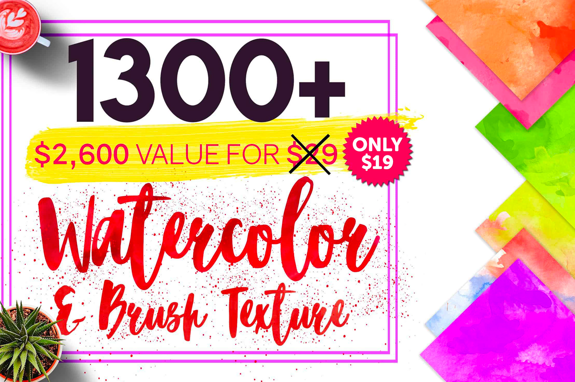 Watercolor & Brush Texture Pack - Only $19