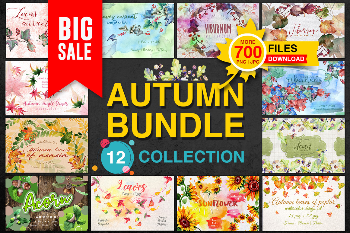 Big Sale Autumn Bundle, 12 Collections, 700 Files for only $12