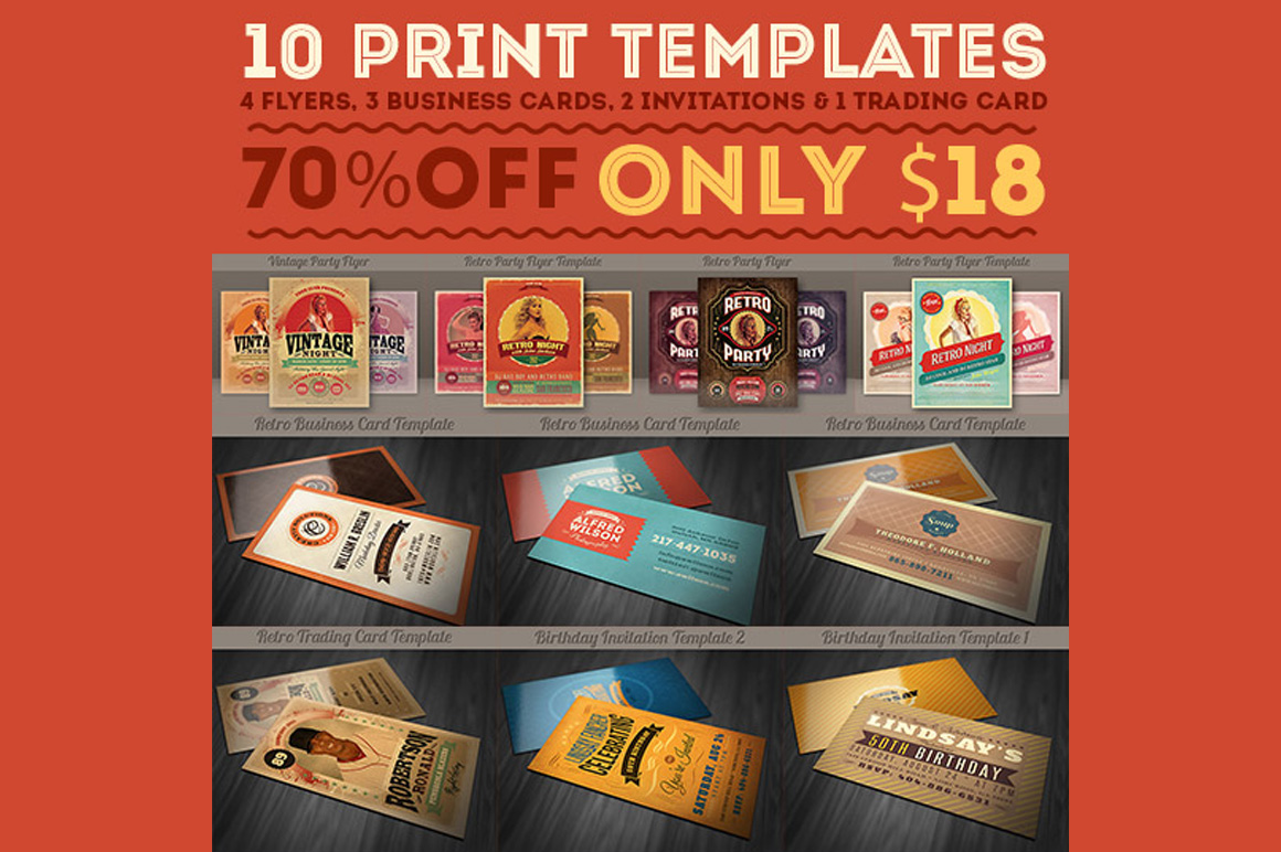 10 Retro Print Templates for only $18