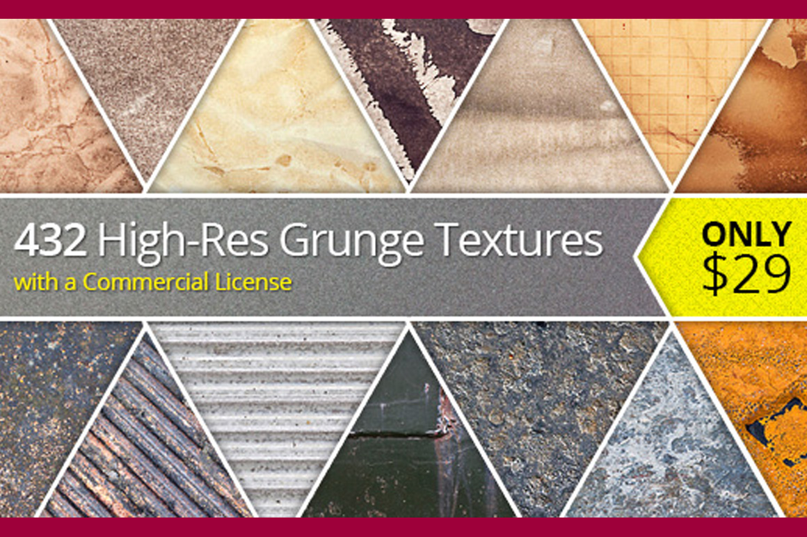 432 High-Res Grunge Textures with a Commercial License – Only $29