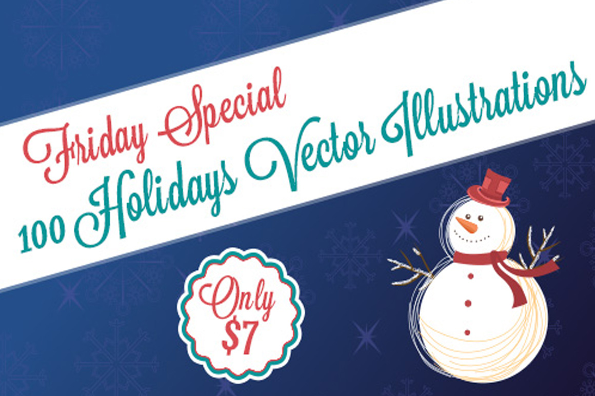 100 Holidays Vector Illustrations with an Extended License – Only $7