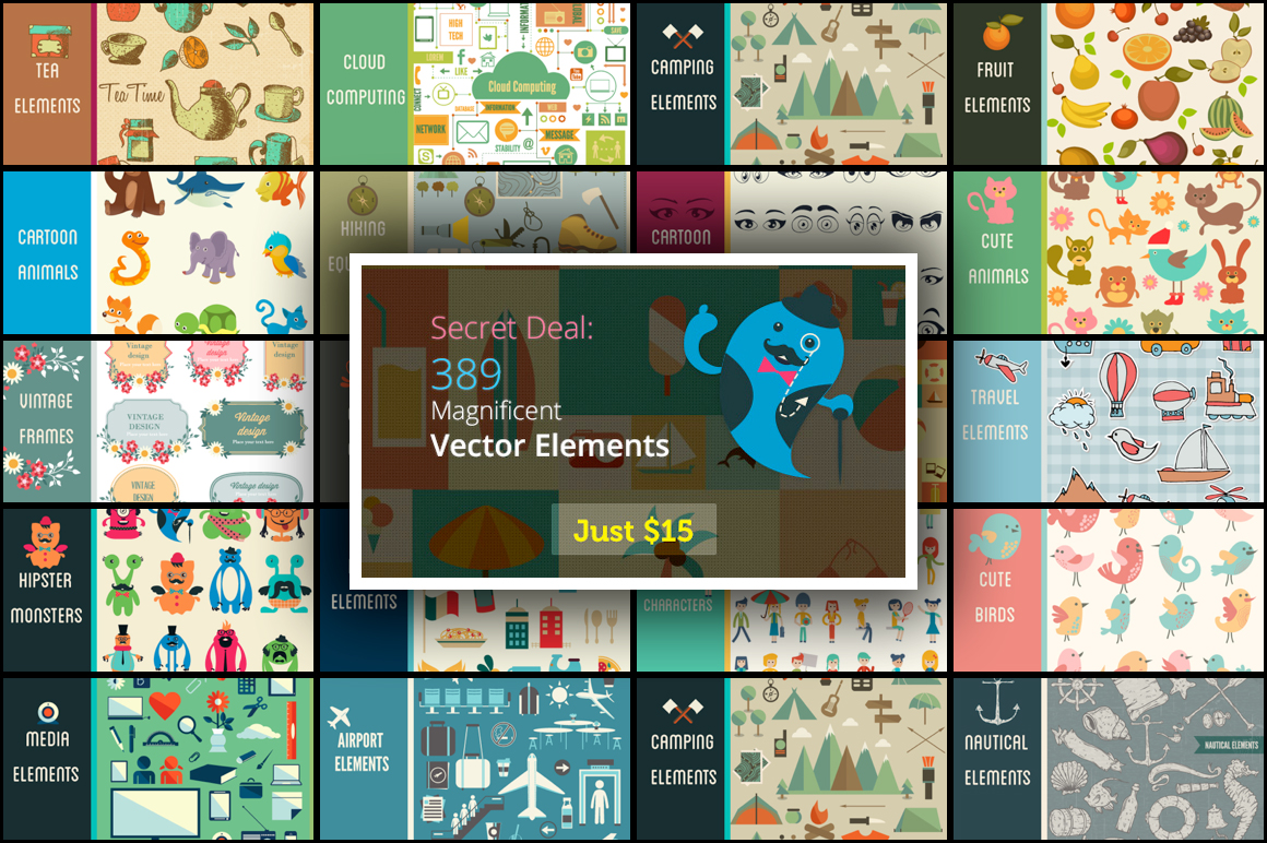 389 Magnificent Vector Elements for Just $15