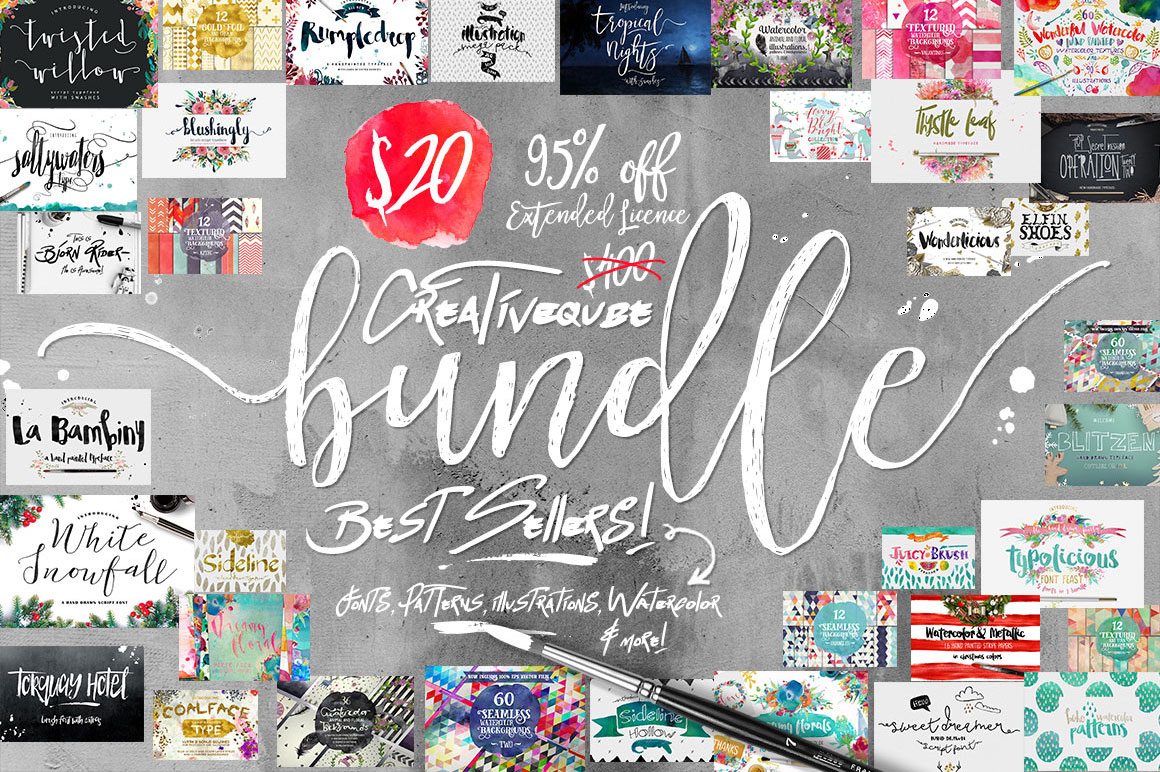 Bundle of Fonts and Graphics - 95% OFF