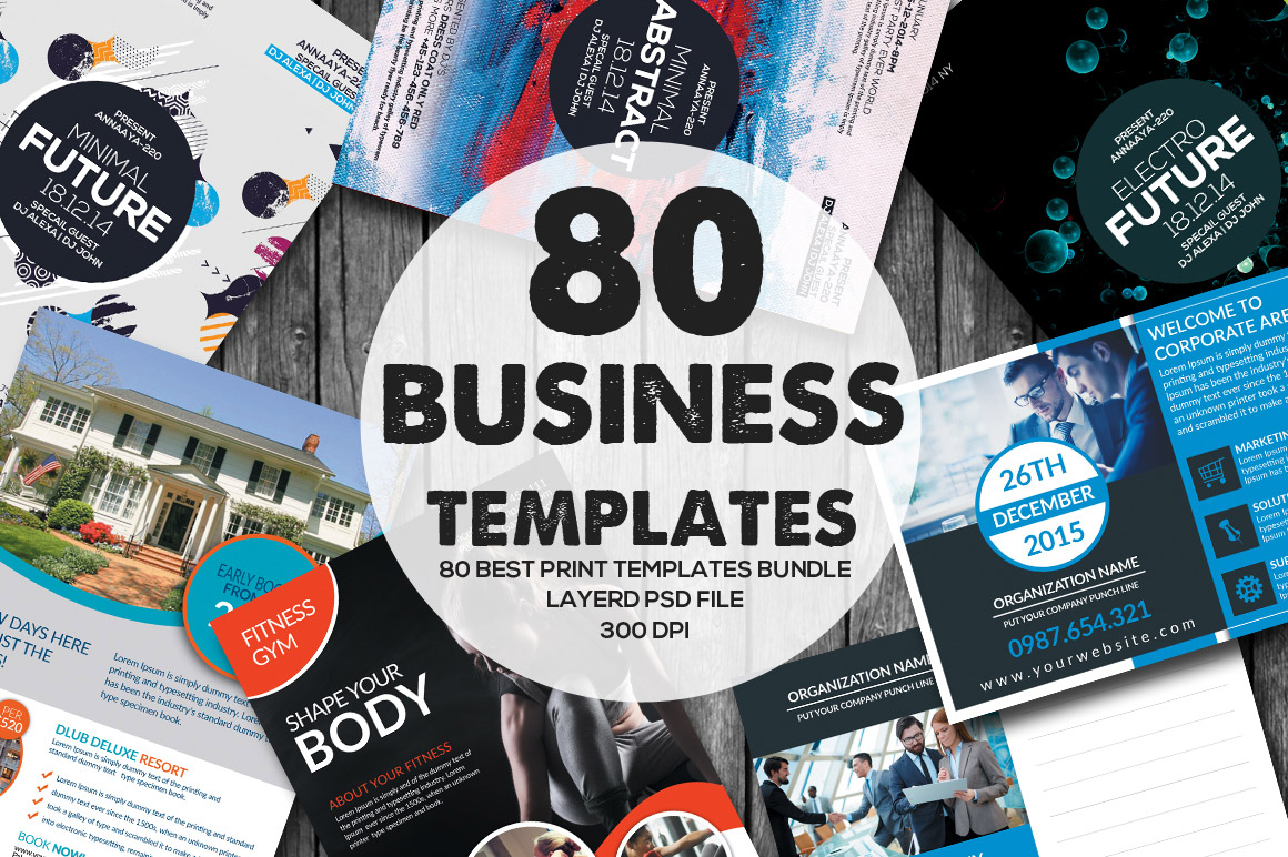 80 Business Print Templates Bundle only $19