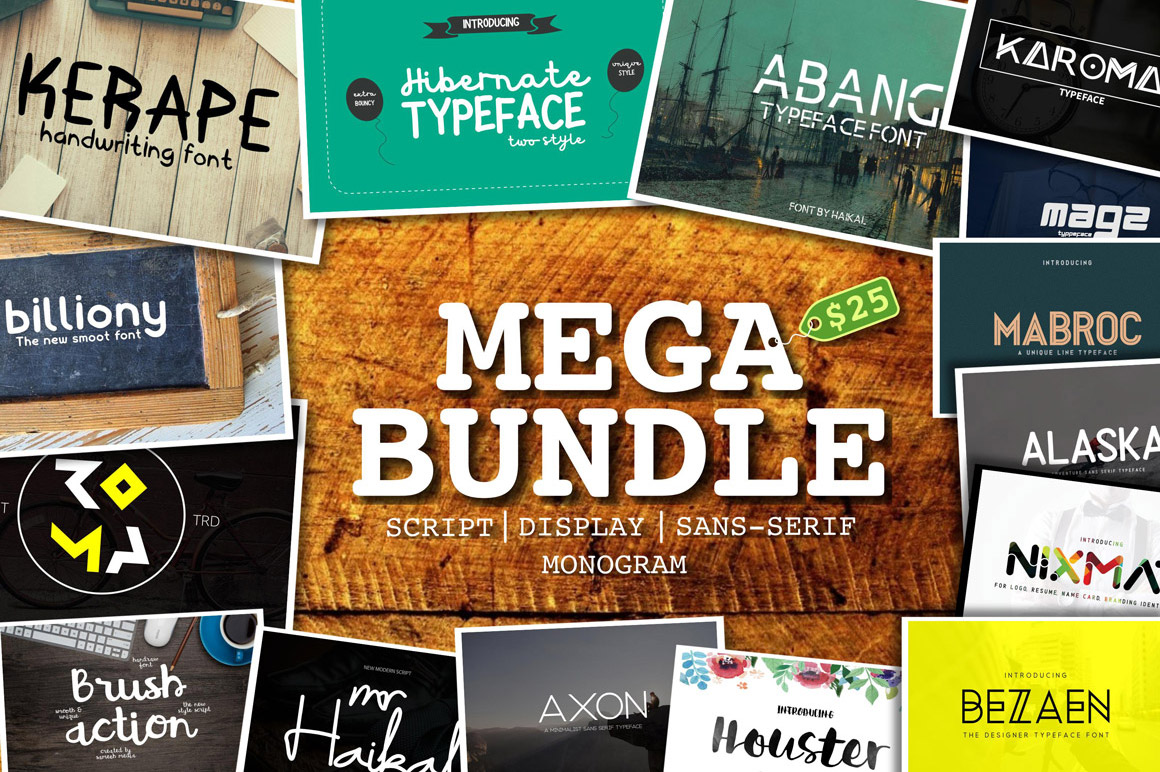 Mega Font Bundle - 94% OFF - Extended License.