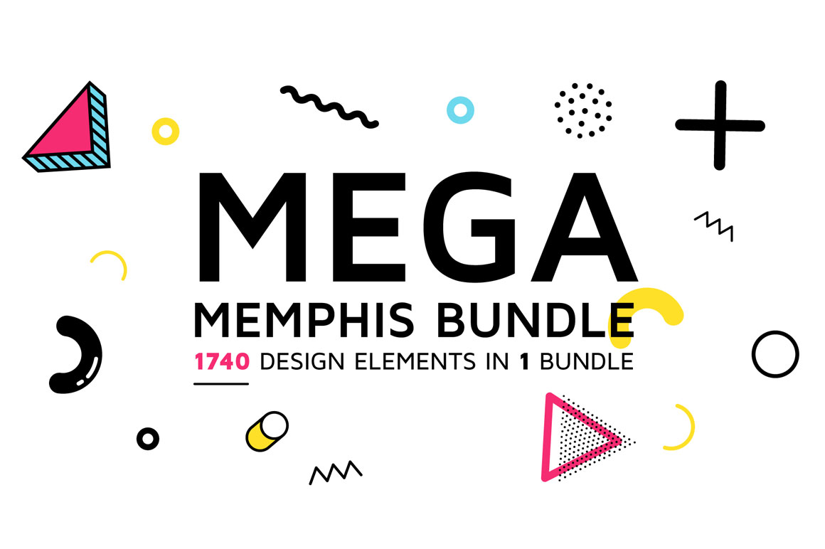 MEGA MEMPHIS BUNDLE - Get 1740 design elements - 94% OFF.