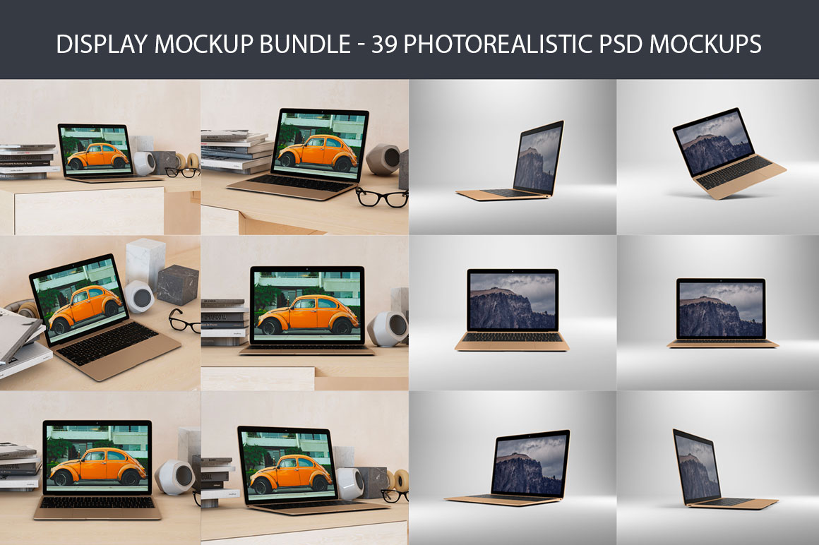 Display Mockup Bundle - 39 Photorealistic PSD Mockups