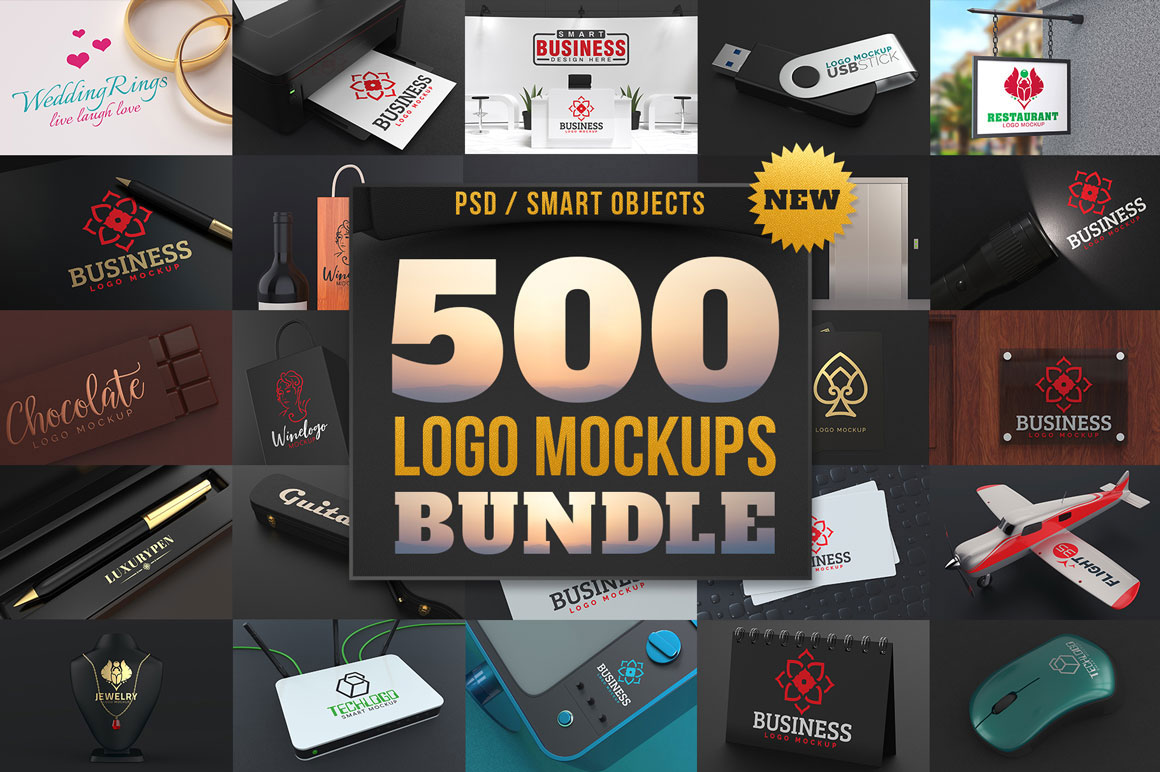 500 Logo Mockups Bundle with Extended license for only $15