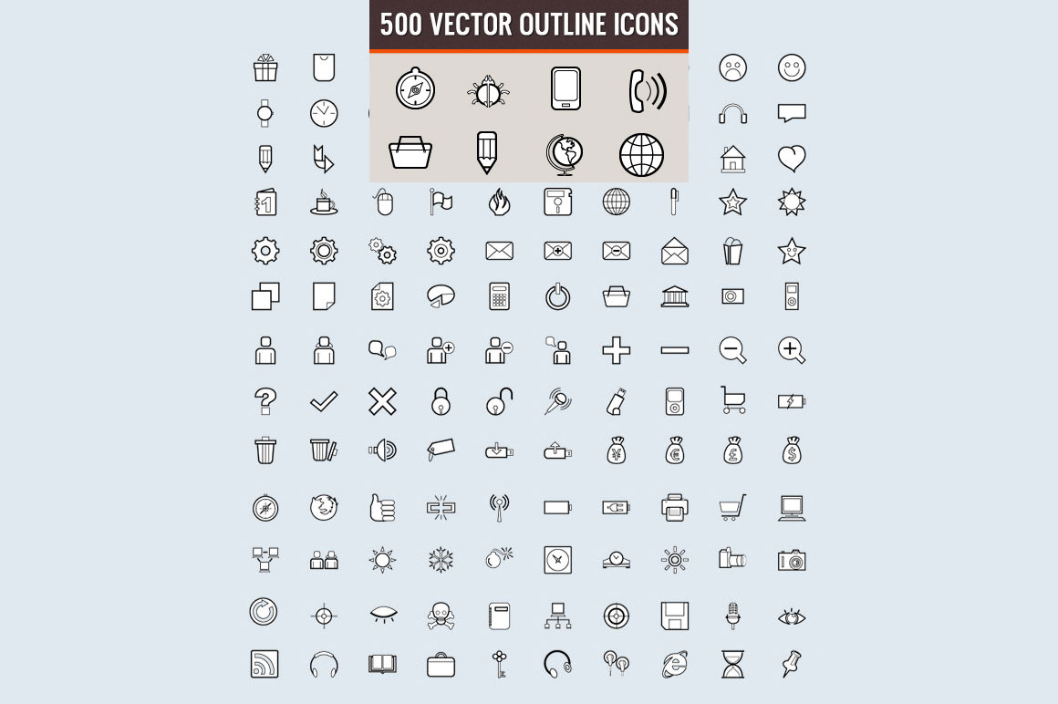 500 Vector Icons (Outline Style) - only $15!